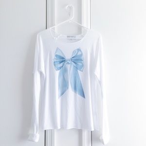 Wildfox Blue Bow Long Sleeve Top
